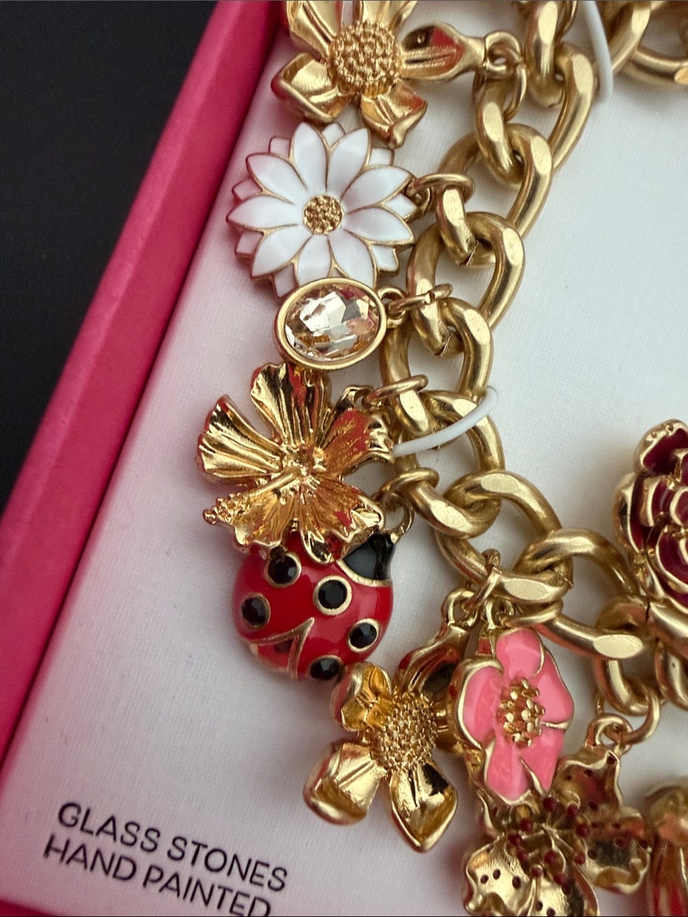 Piper K | Gold Tone Adjustable Lady Bug Bee Flower Charm Bracelet 🐞🌸🌷🦋 - Picture 8 of 12